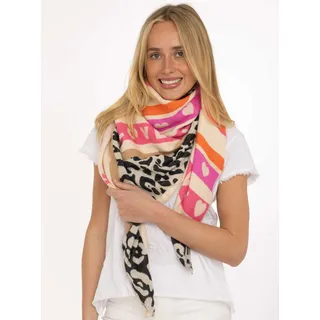 Zwillingsherz Dreieckstuch ZWILLINGSHERZ "Love Leo", Damen, beige, Obermaterial: 100% Polyester, Modetücher, kombiniert Leopardenmuster mit LOVE-Schriftzug, farbenfroh