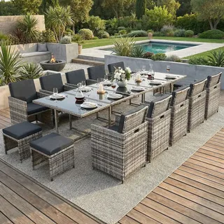 Swing&Harmonie Vegas Polyrattan Sitzgruppe Esstisch Lounge grau