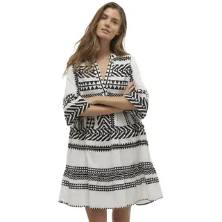 Vero Moda Dicthe Kleid Mit 3/4-ärmeln Snow White / Aop Ibiza Black L