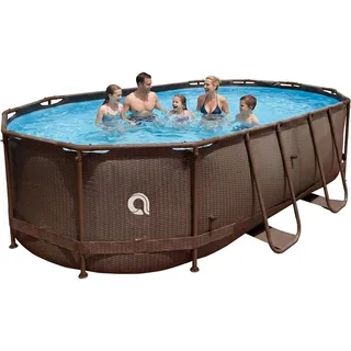 Avenli Frame Oval Pool 427 x 275 x 100 cm, Aufstellpool ohne Pumpe, Ersatzpool, braune Rattanoptik - Braun