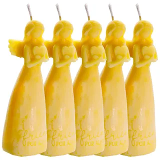 5 Kerzen "Engel mit Herz" aus 100% reinem Bienenwachs