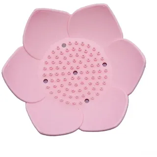 Seifenschale aus Silikon in Lotusform mit rutschfestem Boden und effizientem Abfluss, tragbare Reise-Seifenablage für Badezimmer, Waschbecken, Dusche, kompakter Halter für Schwamm oder für, (Rosa)
