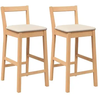 vidaXL Barhocker mit Kissen 2 Stk.  Natur Massivholz Gummibaum Braun