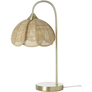 Vertbaudet Kinderzimmer Nachttischlampe aus Rattan mit Messingfuß gold