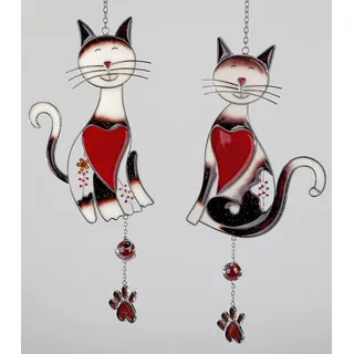 formano Hängedekoration Tiffany Art, Höhe: 38cm, Farbe: Mehrfarbig, Motiv: Katze