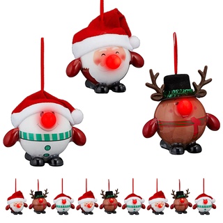 Christbaumkugel 12er Set Figuren mit LED Nase Weihnachtskugel Kugeln Weihnachten Weihnachtbaumkugeln (12x Christbaumkugel Figuren mit LED Nase)