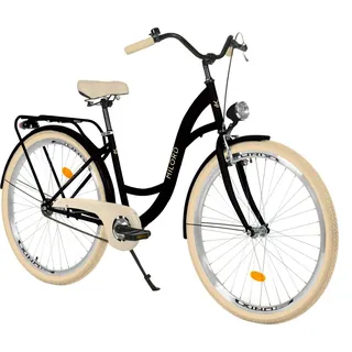 Milord Komfort Fahrrad Damenfahrrad Retro, 28 Zoll, Schwarz-Creme, 1 Gang - Schwarz/Beige