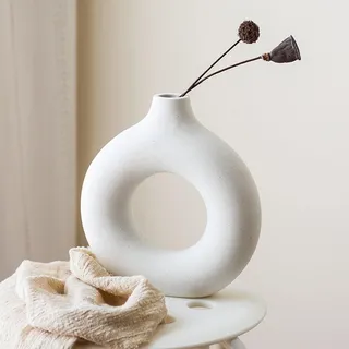 Moderne Vase aus Keramik, Vase für zu Hause, Dekoration, Vase, Keramik, rund, Blumenvase, Vintage, Keramik, abstrakte Blumenvase, Nordic für Wohnzimmer, Büro, Haus