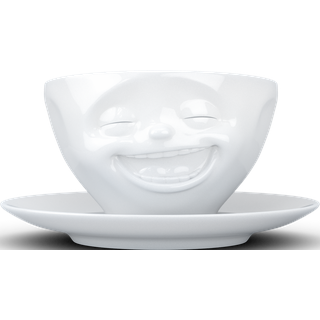 Schmunzel Kaffee Tasse lachend in weiß 200ml