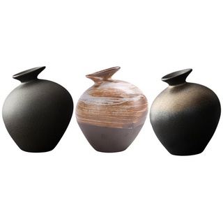 RAIKOU Dekovase Vase, Tonvase Clay, Blumenvase, Zimmerdekoration, Kugelform (set, 3 St), handgergertigt braun|schwarz