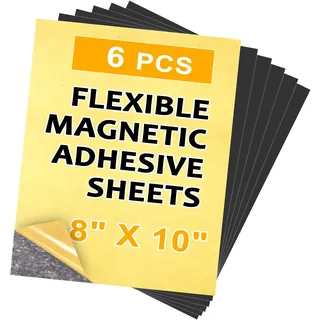 NogemeTaa Magnetfolie selbstklebend Stark - 8" x 10", flexibel selbstklebend zuschneidbar Magnetmatte für Fotos, Magnetaufkleber, Etiketten, Magneten für den Naturwissenschaftsunterricht, 6 Stück