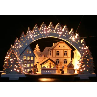 Tietze Erzgebirgsdesign LED Räucher - Schwibbogen Weihnachtsbäckerei in 3D Optik, 53cm x 32cm - Exclusiver Lichterbogen direkt aus dem Erzgebirge