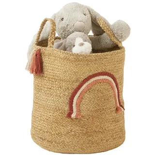 vertbaudet Aufbewahrungskorb Kinderzimmer Aufbewahrungskorb REGENBOGEN, Jute beige|weiß