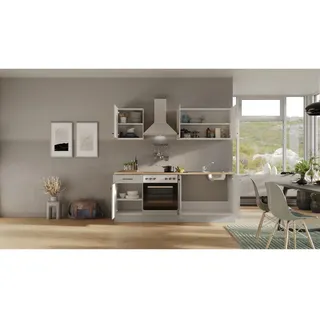Flex-Well Exclusiv Küchenzeile 1601-036 Lund 210cm Lichtgrau glänzend -Rauchgrau