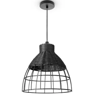 Paco Home PUCU 1-flg. Ø22 cm schwarz Rattan