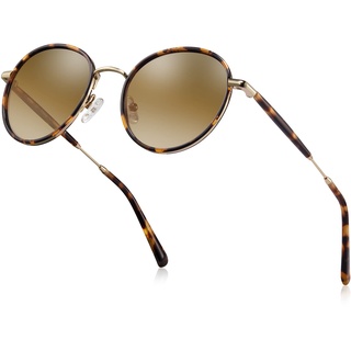 CARFIA Polarisierte Damen Sonnenbrille UV400 Retro Runde Blaulichtfilter Brille für Freizeit Fahren Golf - Einheitsgröße