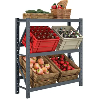 Homcom Getränkekistenregal für 6 Kisten, mit Ablage, Freistehend Getränkeregal mit Verstellbar Regalhöhe, 110 x 30 x 110 cm Küchenzubehör, Flaschenträger