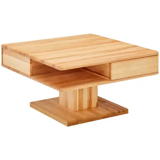 Linea Natura Couchtisch, Buche, Holz, Buche, massiv, 2 Schublade(n) Schubladen, quadratisch, eckig, Bodenplatte, 80x47x80 cm, Stauraum, offenes Fach, Wohnzimmer, Wohnzimmertische, Couchtische, Couchtische mit Stauraum