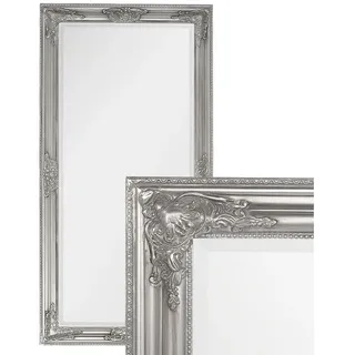 LebensWohnArt Wandspiegel Eleganter Barock Spiegel BESSA 120x60cm silber-antik Holzrahmen