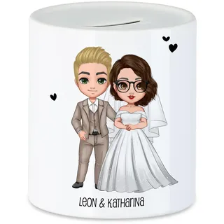 Kiddle-Design Personalisierte Spardose zur Hochzeit | Geldgeschenk zur Hochzeit mit Namen | Brautpaar Geschenkidee Paar Hochzeitstag Hochzeitsgeschenk