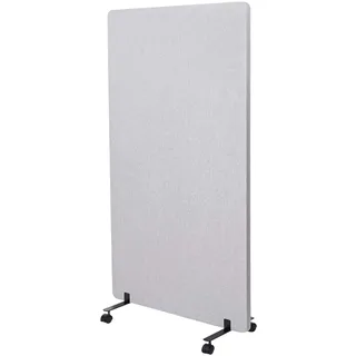 Mendler Akustik-Trennwand HWC-G77 Stoff/Textil - 147x80cm grau | Büro-Sichtschutz, Raumteiler, Pinnwand, doppelwandig rollbar