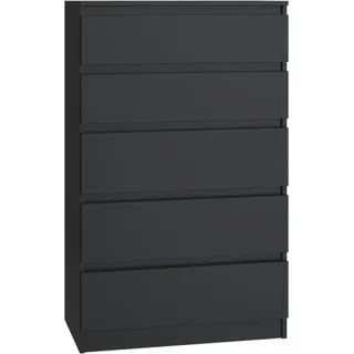 Cdf Kommode Malwa M5 Farbe: Schwarz Schrank Für Dokumente, Kleinigkeiten Ideal Für Wohnzimmer, Schlafzimmer, Kinderzimmer, Jugendzimmer Und Büro 5 Geräumige Schubladen