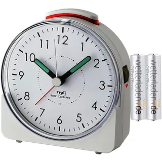 TFA Dostmann 60.1513 Analoger Funk-Wecker Sunrise (Weiss mit Batterien)
