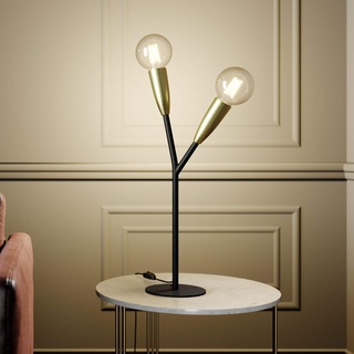 Lucande Tischlampe 'Carlea' (Modern) in Schwarz aus Metall u.a. für Wohnzimmer & Esszimmer (2 flammig, E27) - Tischleuchte, Schreibtischlampe, Nachttischlampe, Wohnzimmerlampe