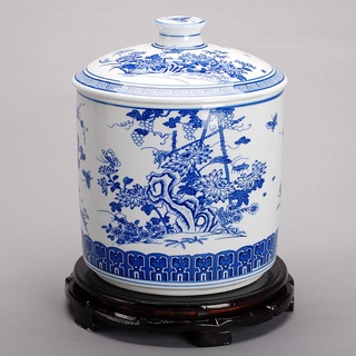 Blau Und Weiß Chinesisch Porzellan Vase Traditionellen Antik Tempel Jar Vase Mit Basis China Ming-Stil Keramikplatten Vase Kunstdrucke Hand Gemacht Dekoration-e H28xd20cm