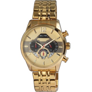 Elegante Elite Design Herren Armband Uhr Gold Chronograph Datum Edelstahl Quarz