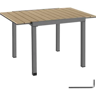 Tectake Inca Gartentisch 80–120 x 80 x 74 cm Braun/Schwarz