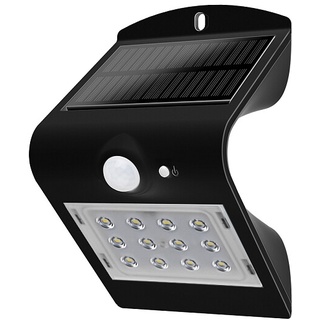 LED Solarleuchte 1,5 Watt schwarz 220lm 3000K IP65, Sensor, 2 Modi, Li-Ion Akku, indirektes Licht