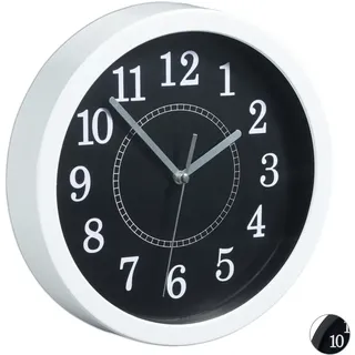 Relaxdays - 10 X Wanduhr Rund, Kleine Uhr Zum Aufhängen, Klassisches Design, Batteriebetrieben, Sekundenzeiger, Uhr, Ø 20 Cm, Weiß