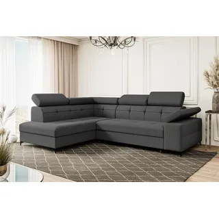 MEBLINI Schlafcouch mit Bettkasten - Ecksofa mit Schlaffunktion - Sofa mit Relaxfunktion - Couch L-Form - Eckcouch - Wohnlandschaft - BERGAMO - 274... - Grau