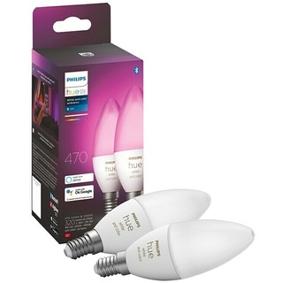 Philips Hue LED-Lampe  (E14, 5,3 W, RGBW, Bedienung von unterwegs, 2 Stk.)