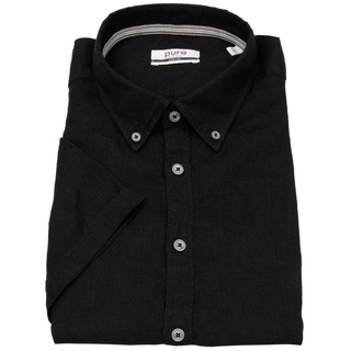Pure Kurzarmhemd Modern Fit leicht tailliert Button-Down-Kragen schwarz