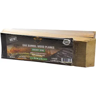 POWERHAUS24 Oak Barrel Wood Plank Sherry, Grill-Räucherholz, Grillplank, 3 Stück je 500g, 100% natürlich, Gourmet-Qualität, ca. 1,5 kg