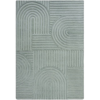 Wollteppich FLAIR RUGS "Zen Garden" Teppiche Gr. B/L: 160 cm x 230 cm, 10 mm, 1 St., grün (mint) Schurwollteppiche