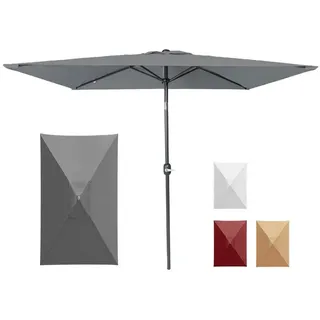 paramondo Sonnenschirm Sonnenschirm 2,3x1,3 m rechteckig knickbar Kurbel UV-Schutz grau, LxB: 230x130 cm, Klein, eckig, knickbar: ideal für Balkone, Stahl/Polyester grau