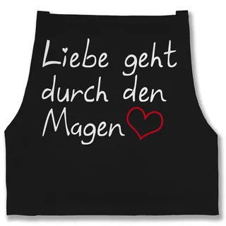 Shirtracer - Schürze - Kochschürze lustig - Liebe geht durch den Magen I Geschenk Kochen - 85x69