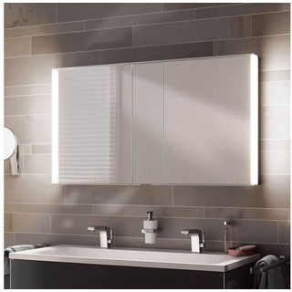 Keuco Spiegelschrank Royal Match (Badezimmerspiegelschrank mit Beleuchtung LED) Unterputz, LED-Beleuchtung, Aluminium-Korpus, 2 Türen, 120x70x14,9cm silberfarben