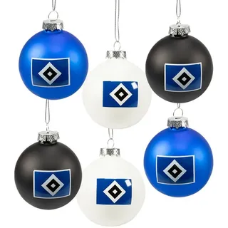 Hamburger SV HSV Weihnachtsbaumkugel Christbaumkugeln 6er Set Raute, multicolor blau