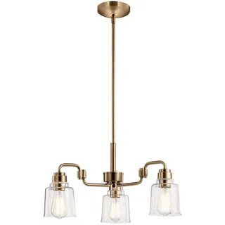 Kronleuchter Hängelampe Deckenlampe Pendellampe Stahl Glas Messing 3-Flammig