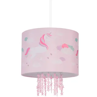 Relaxdays Hängelampe Kinderzimmer, Einhorn Weiß,Lila,Rosa
