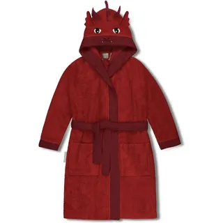 normani Kinderbademantel Kinder Bademantel aus Bio-Baumwolle Malia, Bio-Baumwolle, Kapuze, Bindegürtel, Kinder Bademantel aus weichem und schadtsofffreiem Material rot 146-152
