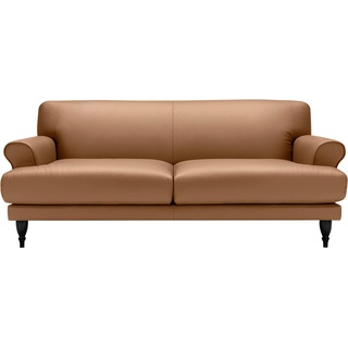 Sofa LOVI "Ginger" Sofas Gr. B/H/T: 180 cm x 75 cm x 96 cm, Leder Madras, Sofa 2 sitzig, beige (sahara sand) Lovi Sofas 2-Sitzer, Füße in Buche, Sitzunterfederung mit Polsterunterlage