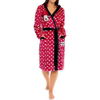 Disney Bademantel | Minnie Mouse Morgenmantel Damen | Fleece Bademantel Mit Kapuze - M