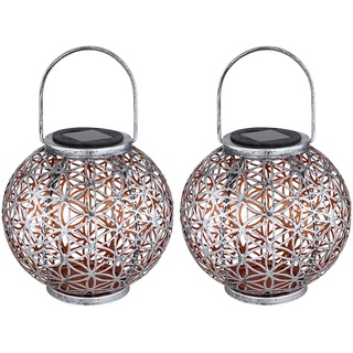 Solar Lampe Outdoor Solarleuchte orientalisch LED Solar Laterne Außen, Lichteffekt Lebensblume, 1x LED warmweiß, DxH 20x29 cm, Terrasse Garten, 2er Set