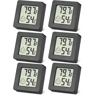 SOBEAU 6 Mini-Thermometer, Hygrometer für den Innenbereich, Digitalmonitor | für Temperatur und Luftfeuchtigkeit, Thermo-Hygrometer, für Zimmer, Büro, Keller, Schwarz