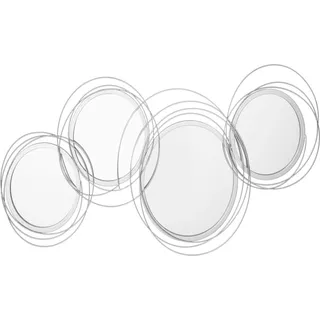 HOMCOM 3er Set Spiegel für Wanddekoration, Wanddekoration mit 4 runden Spiegeln, Wohnzimmerdeko, Wandspiegel, Flurspiegel, Wandkunstwerk für Wohnzimmer, Schlafzimmer, Metall, Silber   Aosom